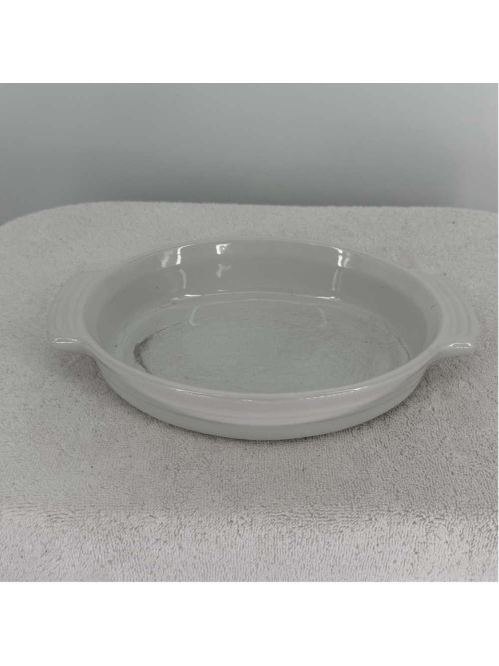 LE CREUSET White Oval Baking Dish Stoneware Au Gratin 8" x 12"